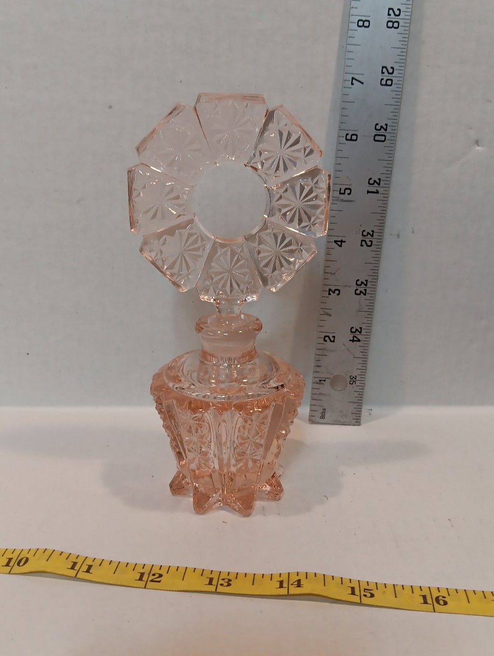 Vintage Pink Depression Glass Perfume Decanter