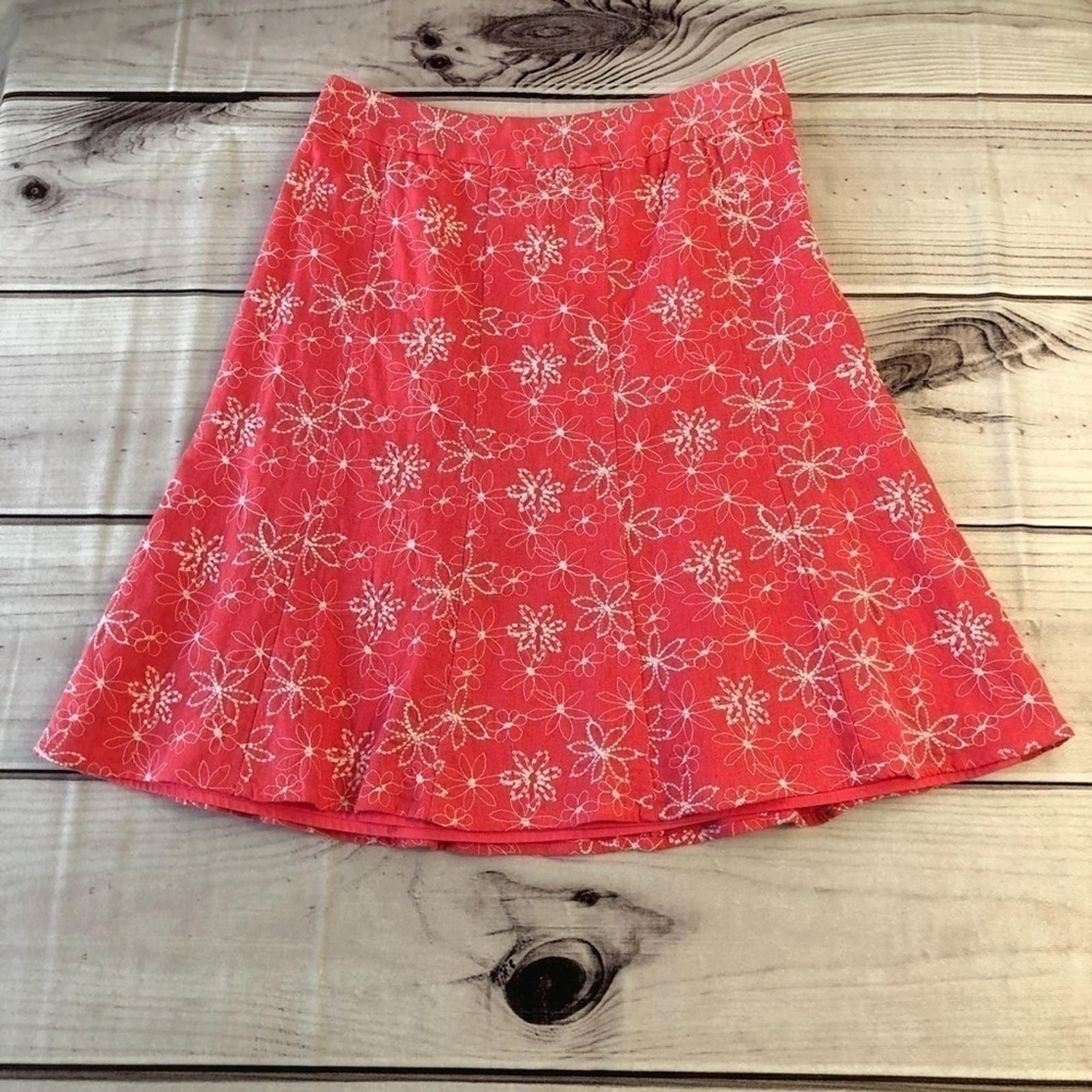 Tailor B Moss Flared Pink Floral Skirt Size 2