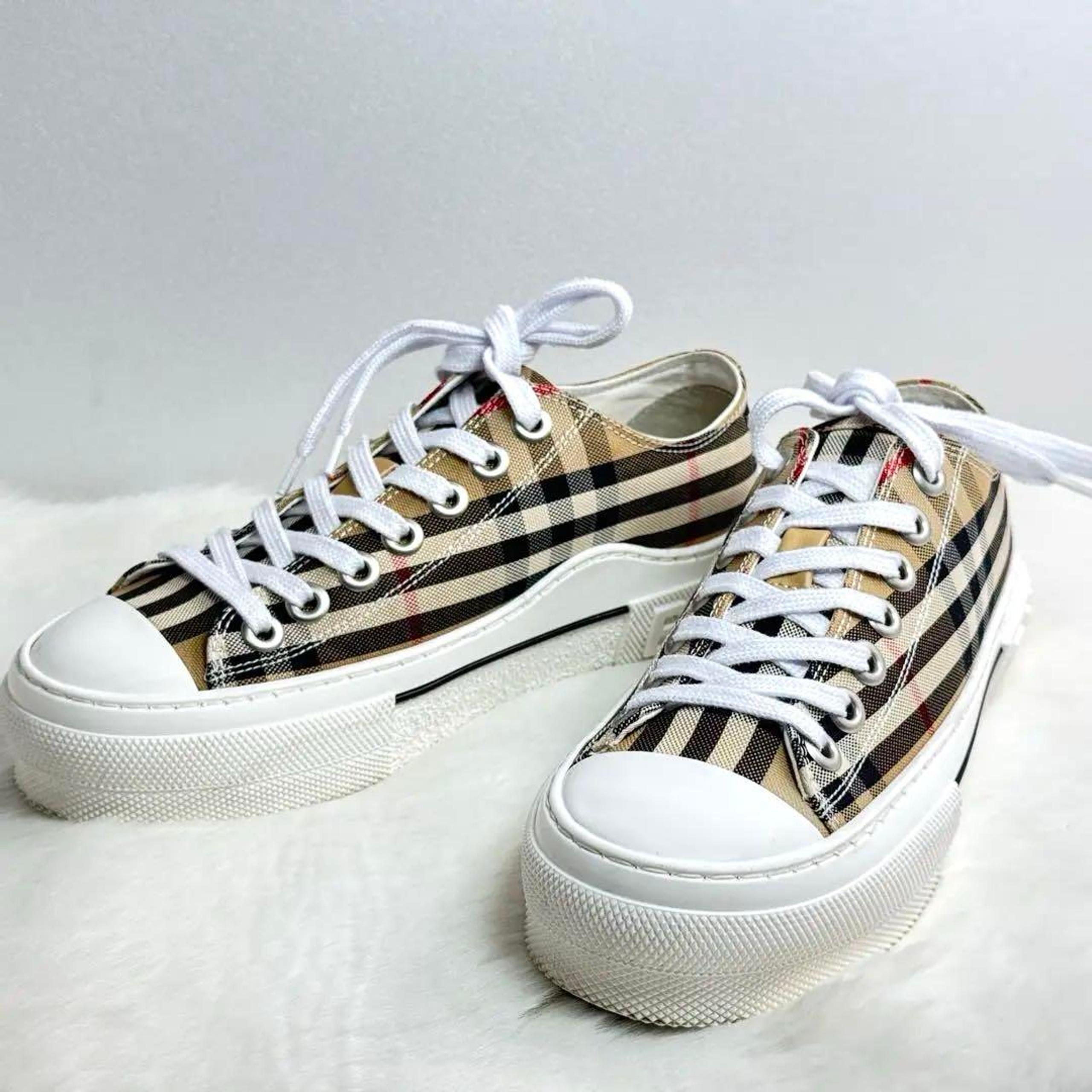 【Excellent condition】BURBERRY checked pattern sneakers size 36 (23 cm)