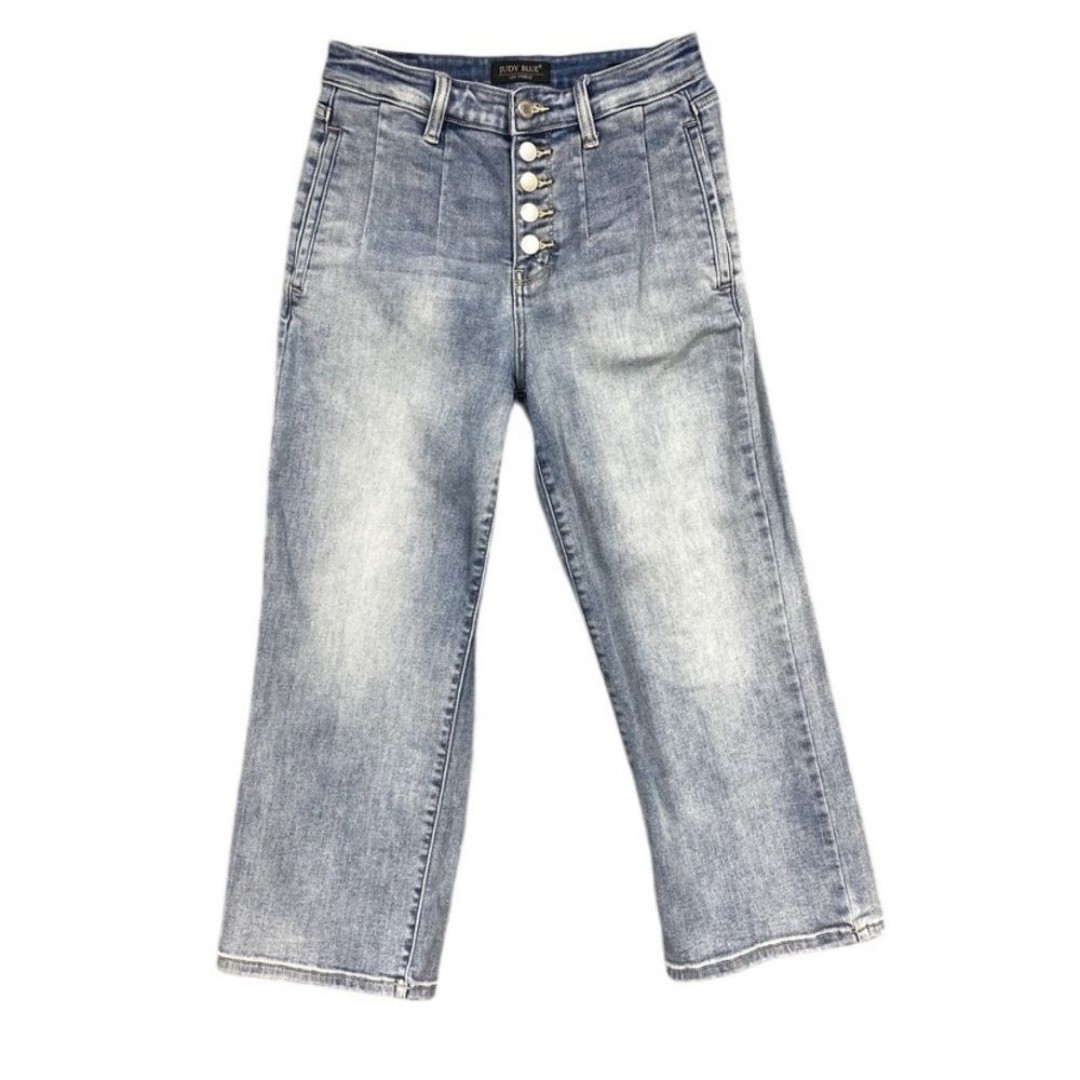 Judy Blue High Waist Button Fly Wash Cropped Wide Leg Jeans Womens Size 3/26