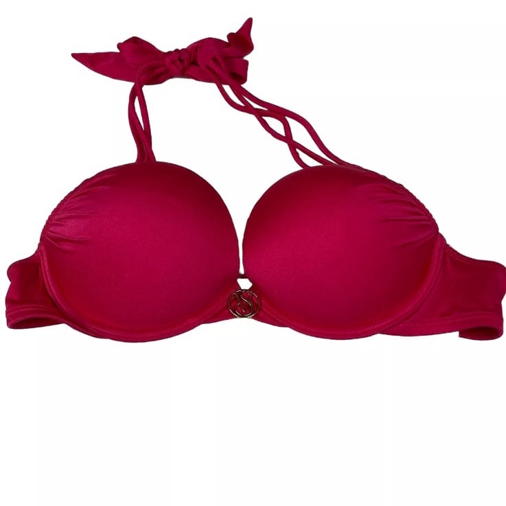 Y2K Victorias Secret 34A Bombshell Bikini Top Adds 2 Cups Solid Pink 39B #1121