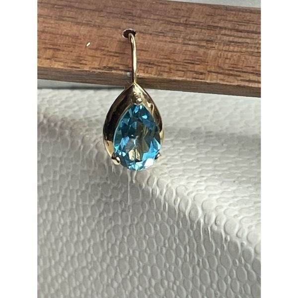 14k yellow gold blue topaz earrings