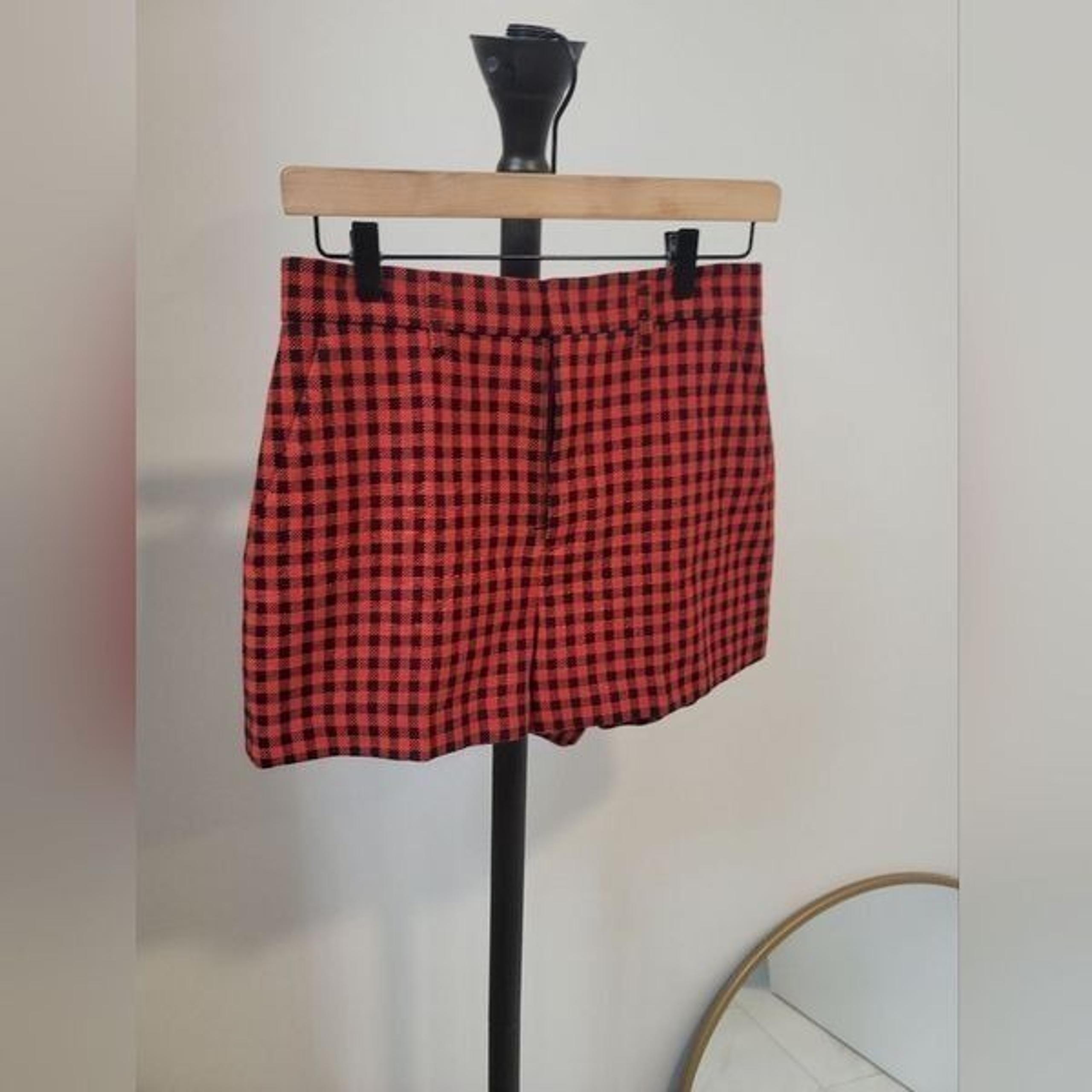RED Valentino Wool Vichy Gingham Check Shorts Skort US 8 EU40