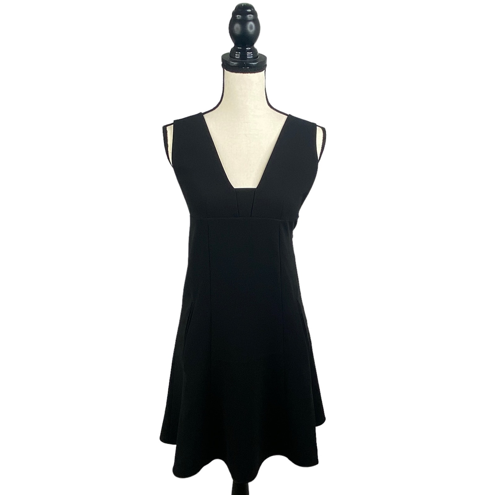 T By Alexander Wang Women's Black Plunge Flared Dress Size 2