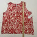 Chicos Women's Size 4 Ikat 100% Linen Knit Pattern Tank Top Flame Scarlet /White