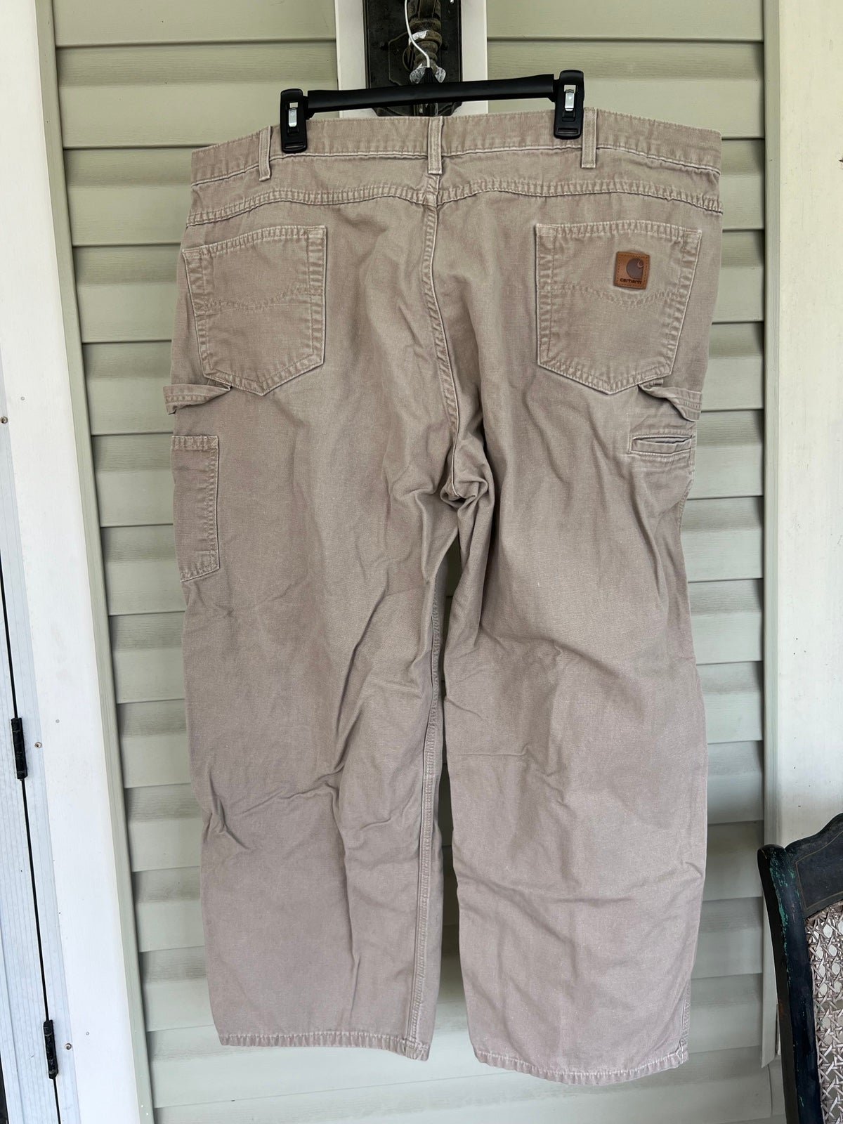 Carhartt Carpenter Pants Men’s 43x27.5 Rugged Work Pants Hammer Loop Leather Tag