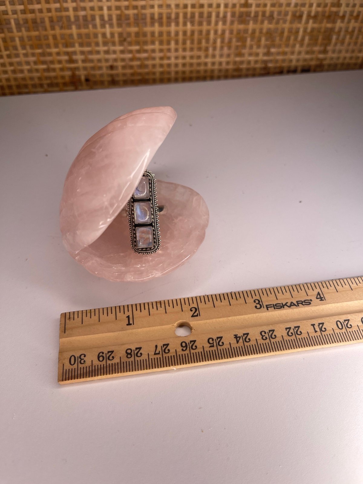 High quality rose quartz shell carving #2