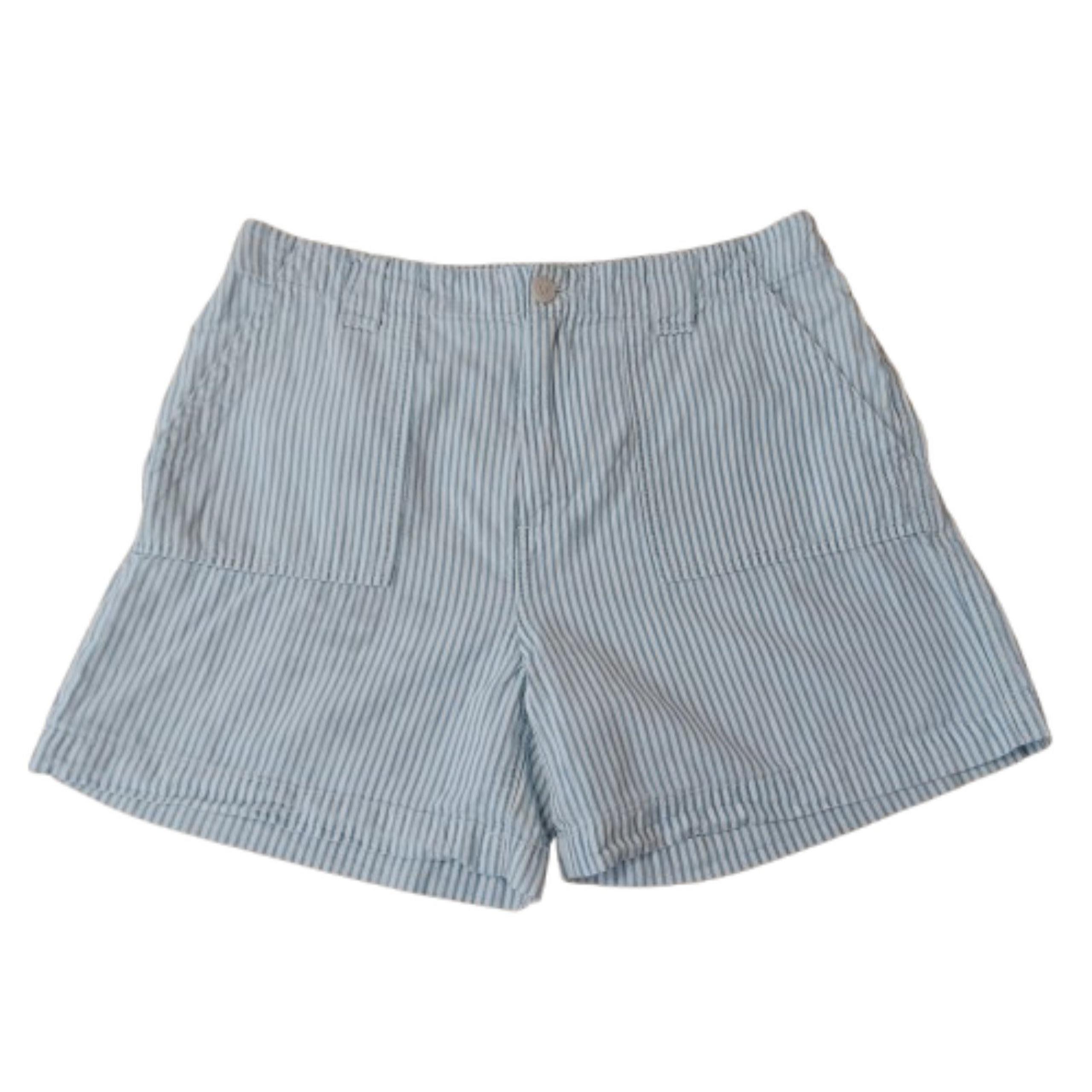 LUCKY BRAND White Blue Striped Casual High Waist Women's Shorts Size 30 Pants