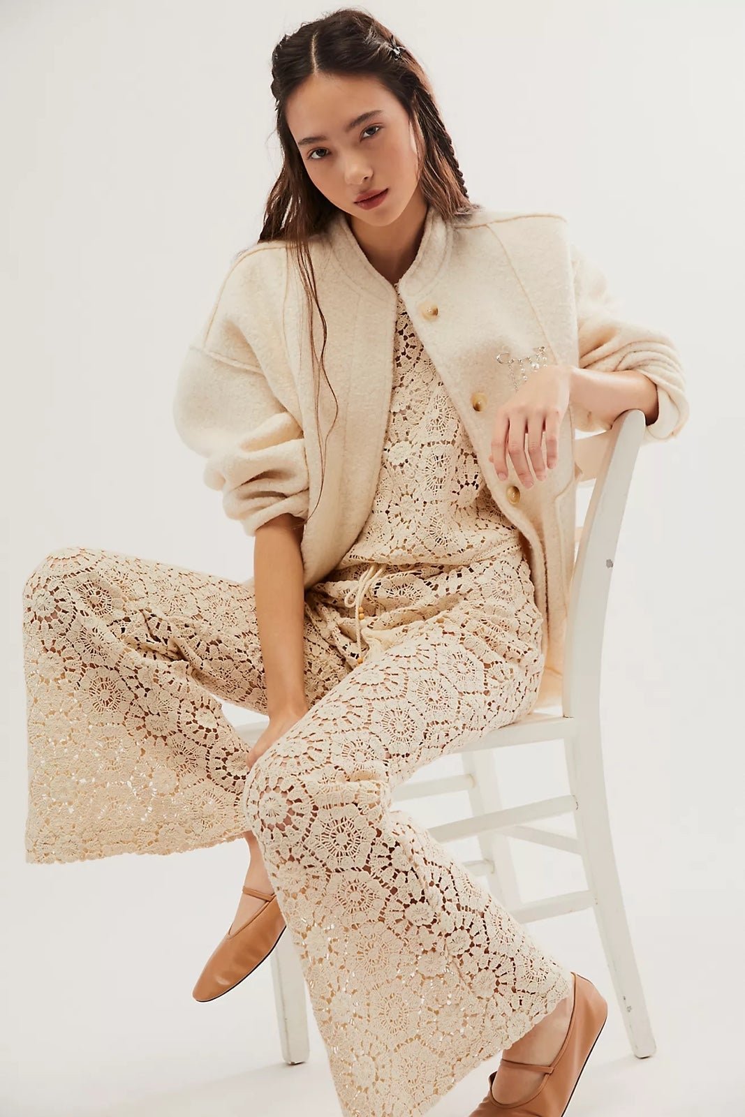 • Spell | Helena Crochet Lace Bell Pants