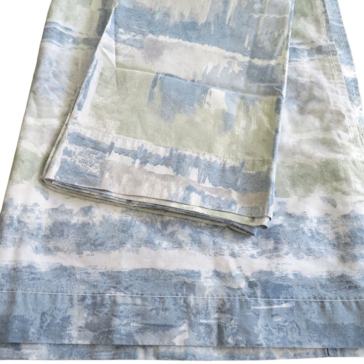 Vintage Cannon Twin Set 1 Flat Sheet 1 Pillowcase Blue No Iron Percale USA Made