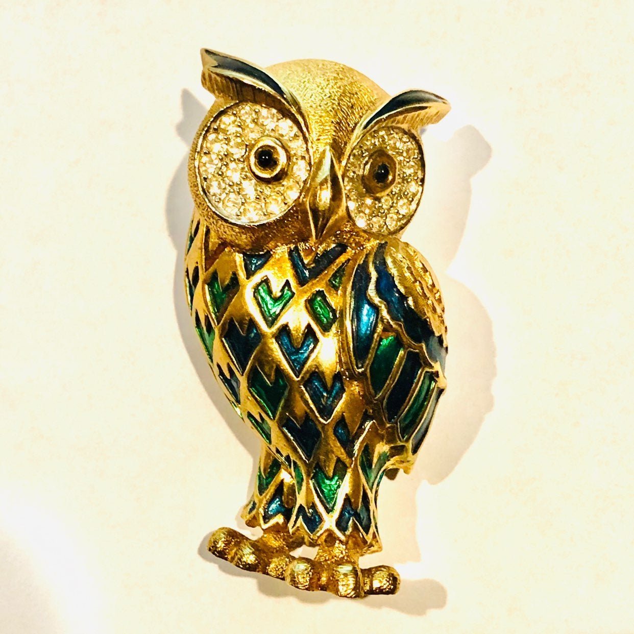 Vintage Rare Designer Mid  Century Modern Jamez Owl Brooch