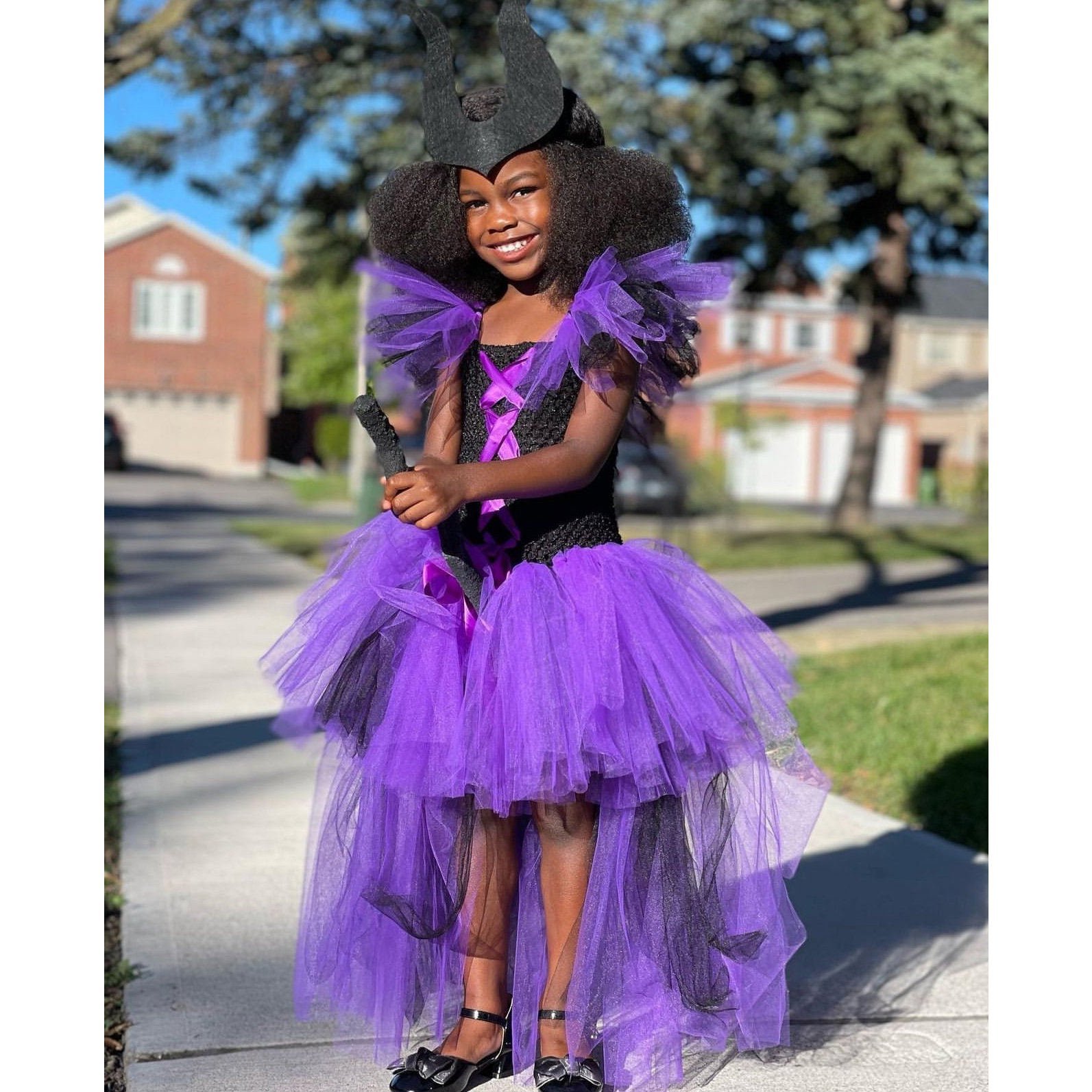 Maleficent Dress Set Infant Baby Toddler Kids Tutu Halloween Birthday