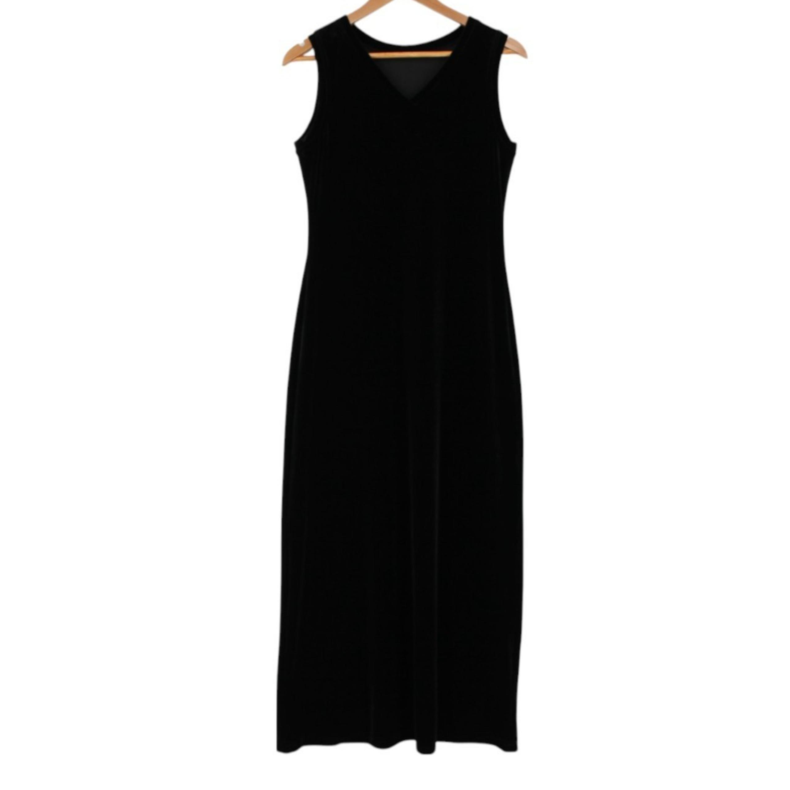 Vintage Black Velvet Maxi Dress 90s Vintage Witchy Whimsigoth Party Size 9/10