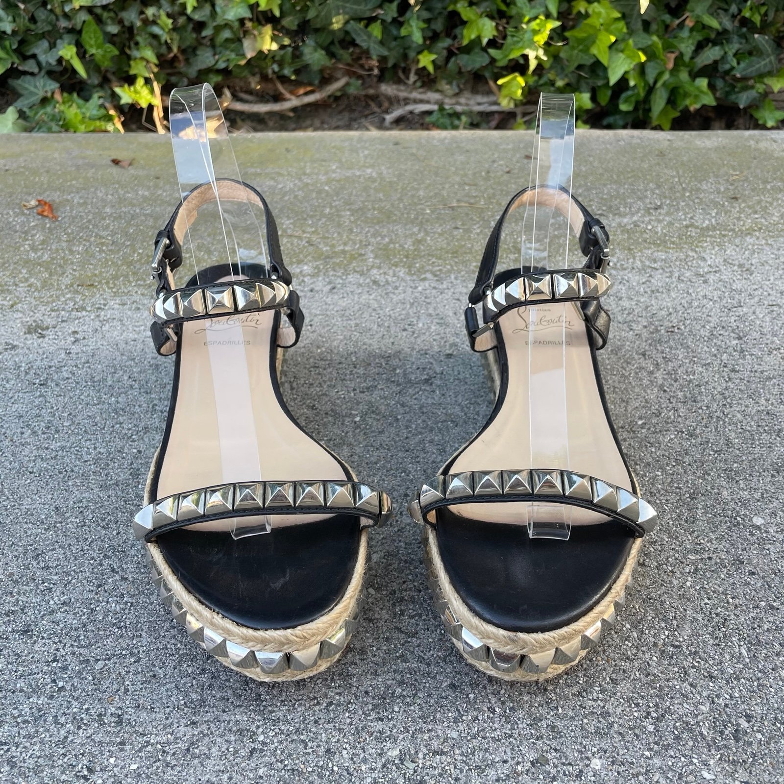 Christian Louboutin Black/Silver Studded Leather Cataclou 60
