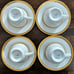 Noritake Essex 4 Gold Teacups & Saucers 4322 Contemporary Fine China.