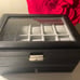 20 Digits Double Drawer PU Leather Watch Case Organizer Storage Box for Quartz W