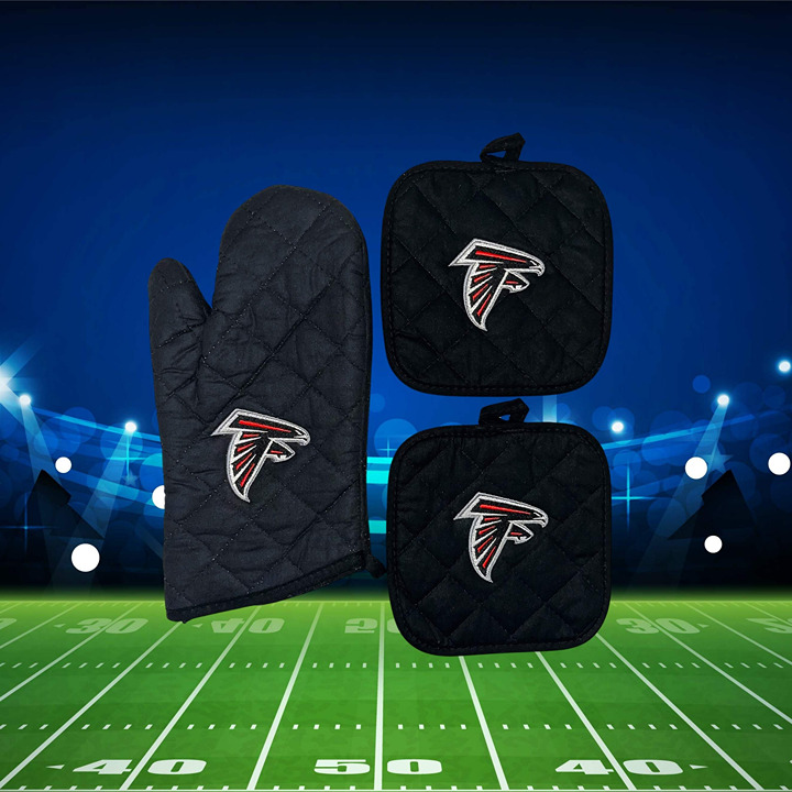 Atlanta Falcons 3pcs Oven Mitt Set – Embroidered Logo– NEW - FREE SHIPPING