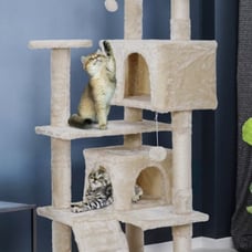 53 Beige Cat tree Tower Cats Scratcher Play House Condo Pet House Fun Safe Use