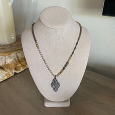 Anthropologie silver & gold mixed metal & exposed geode necklace