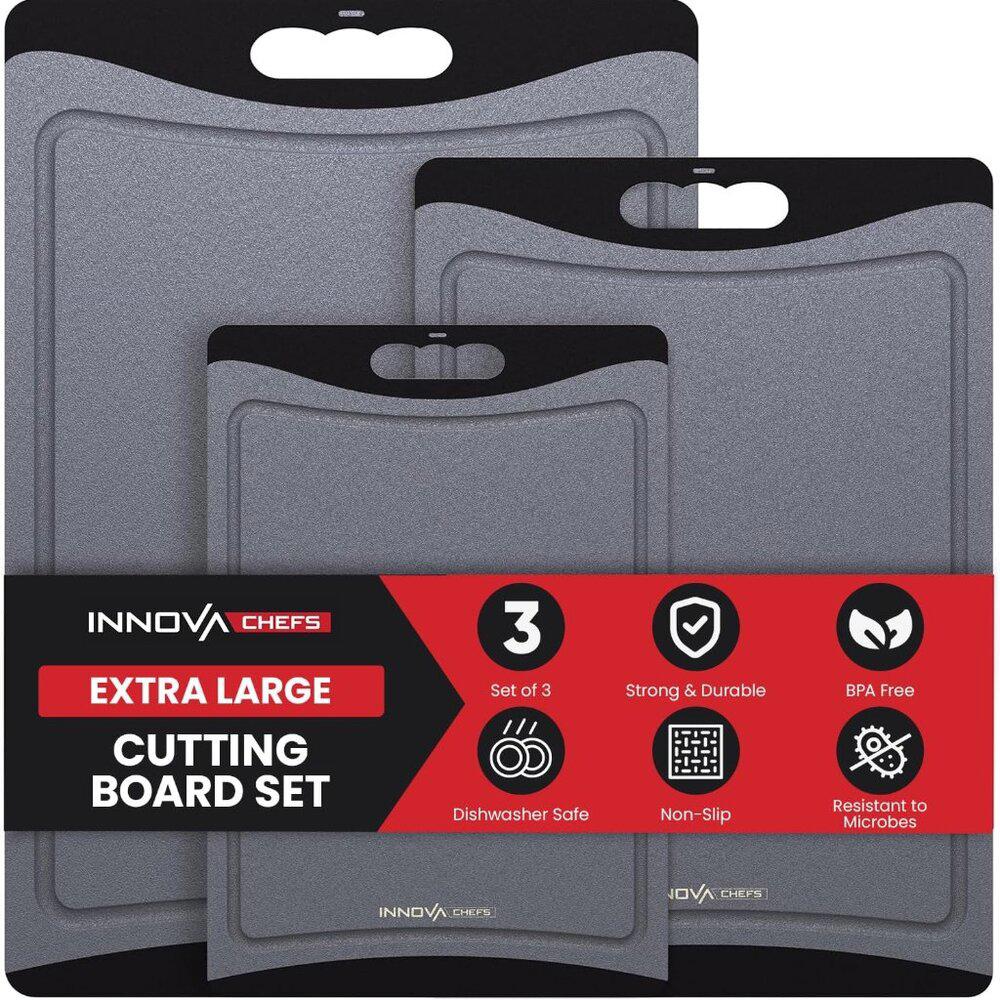 InnovaChefs Extra Large Cutting Board Set - 3 Piece Durable Kitchen Boards