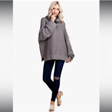 Blushing Heart - Chunky Knit Turtleneck Sweater