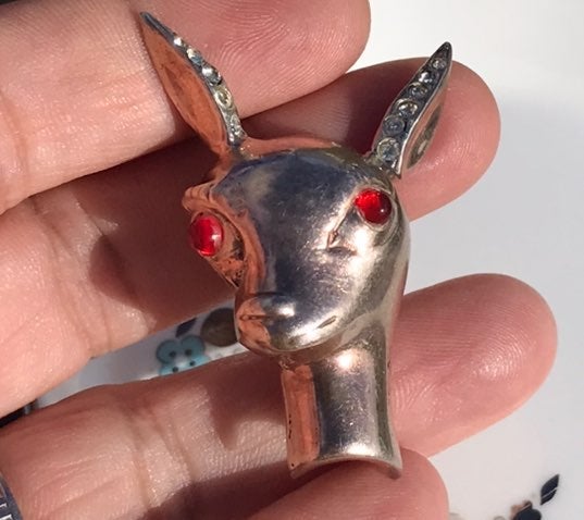 Vintage Rare Sterling Silver Ibex Reindeer BATES BACON STERLING Pin