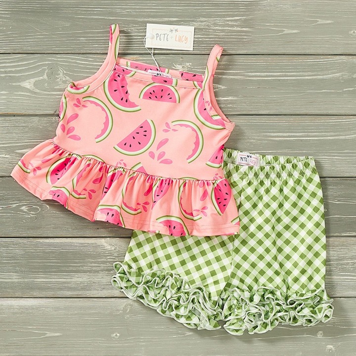 Watermelon Picnic Short Set - Pete & Lucy - SIZES 3T & 7/8 LEFT