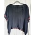 Bila 1XP Black Embroidered Top Women's Plus Boho Peasant S/S Vtg Shoulder Pads