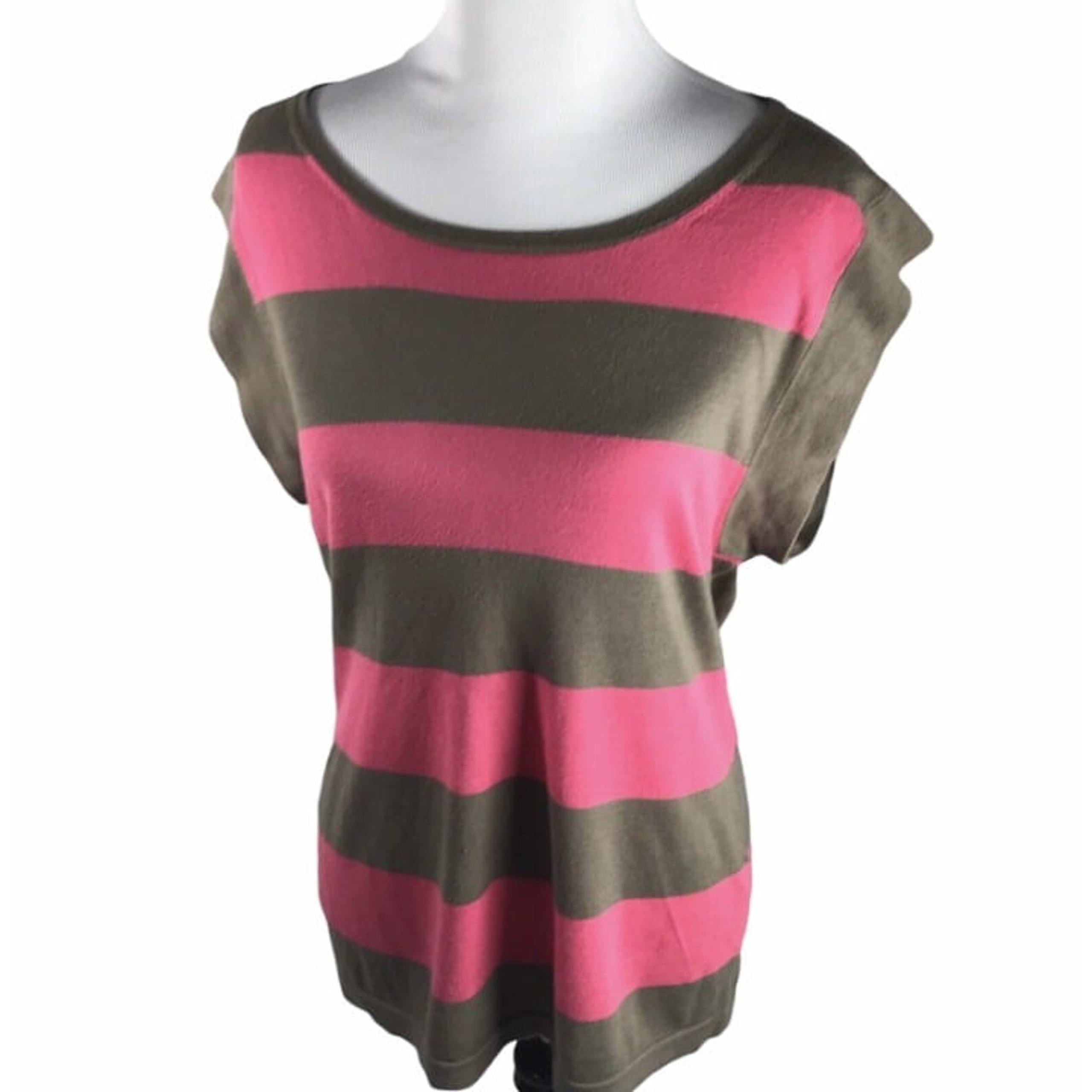 TRINA TURK  Sleeveless Taupe & Coral Round Neck Knit Top/Sweater Sz S