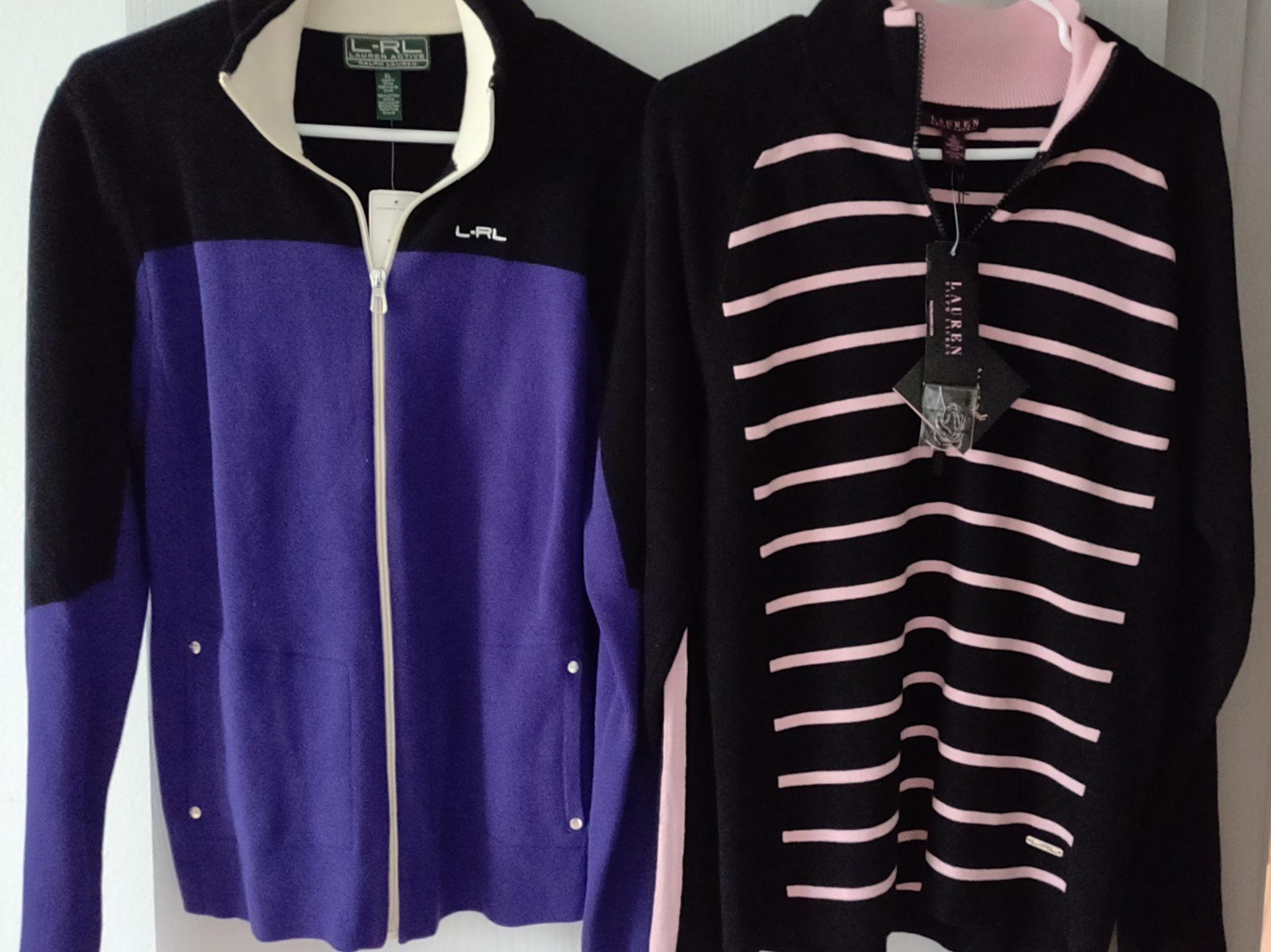 (2) Women's Ralph Lauren Zip Up Lightweight Sweaters Size XL Brand New with Tags