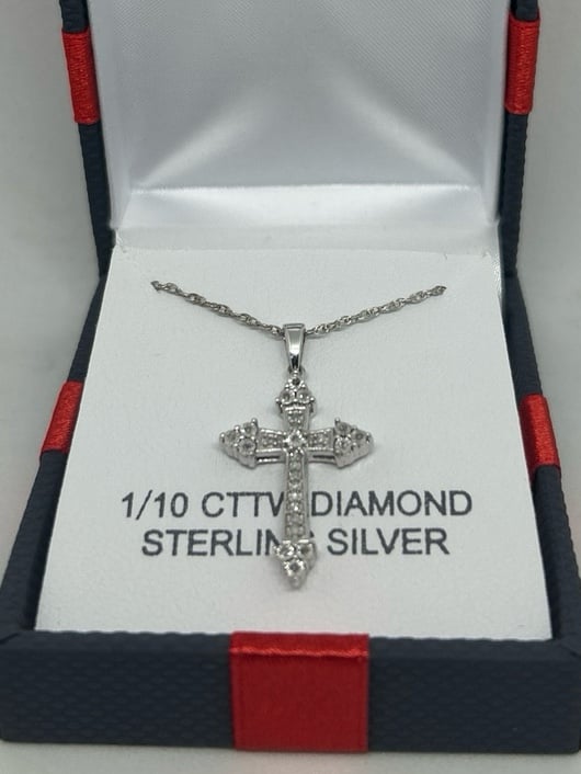 Sterling Silver and Diomond Cross necklace