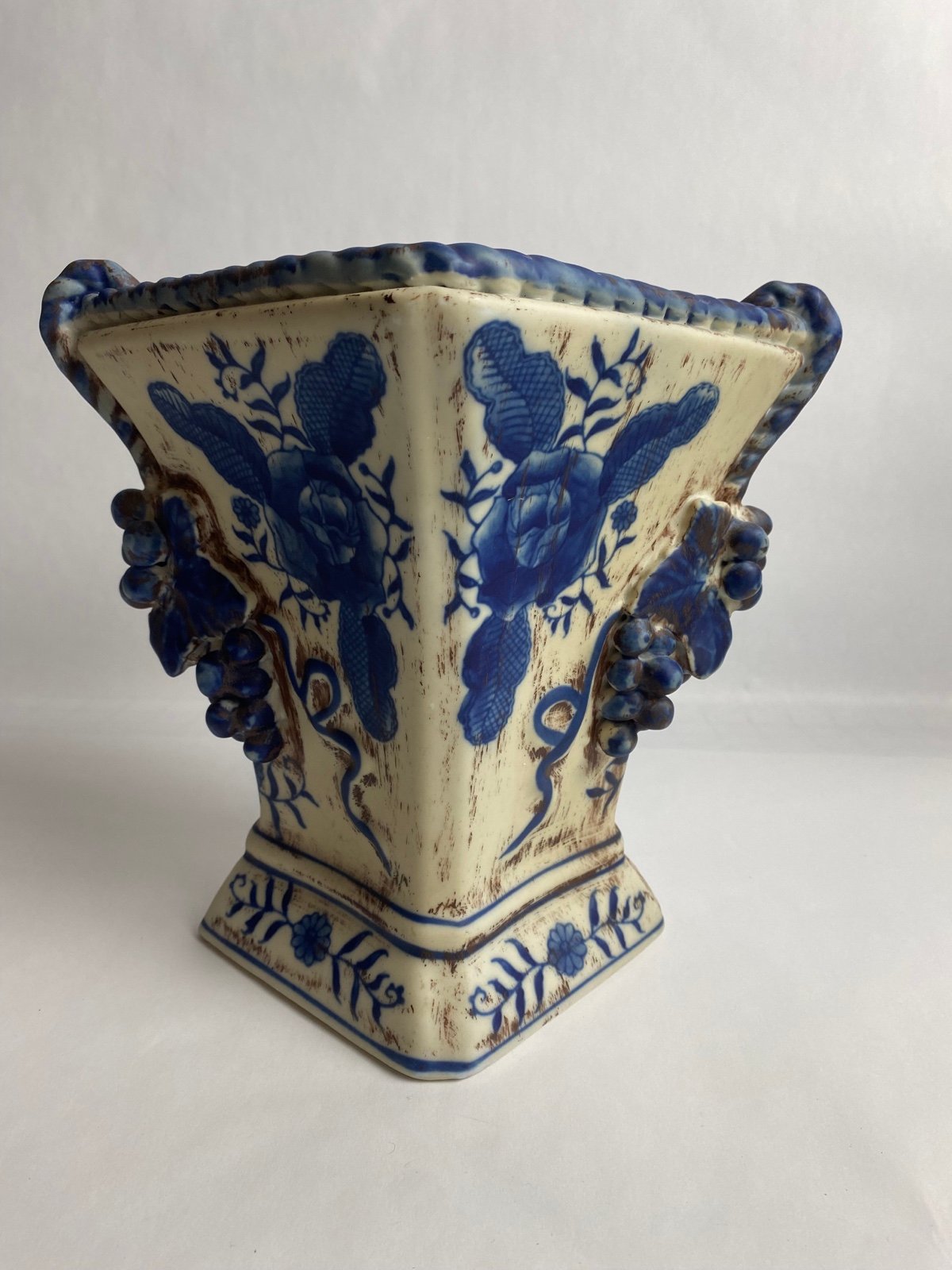 Vintage ~9” Chinoiserie Vase Blue and White