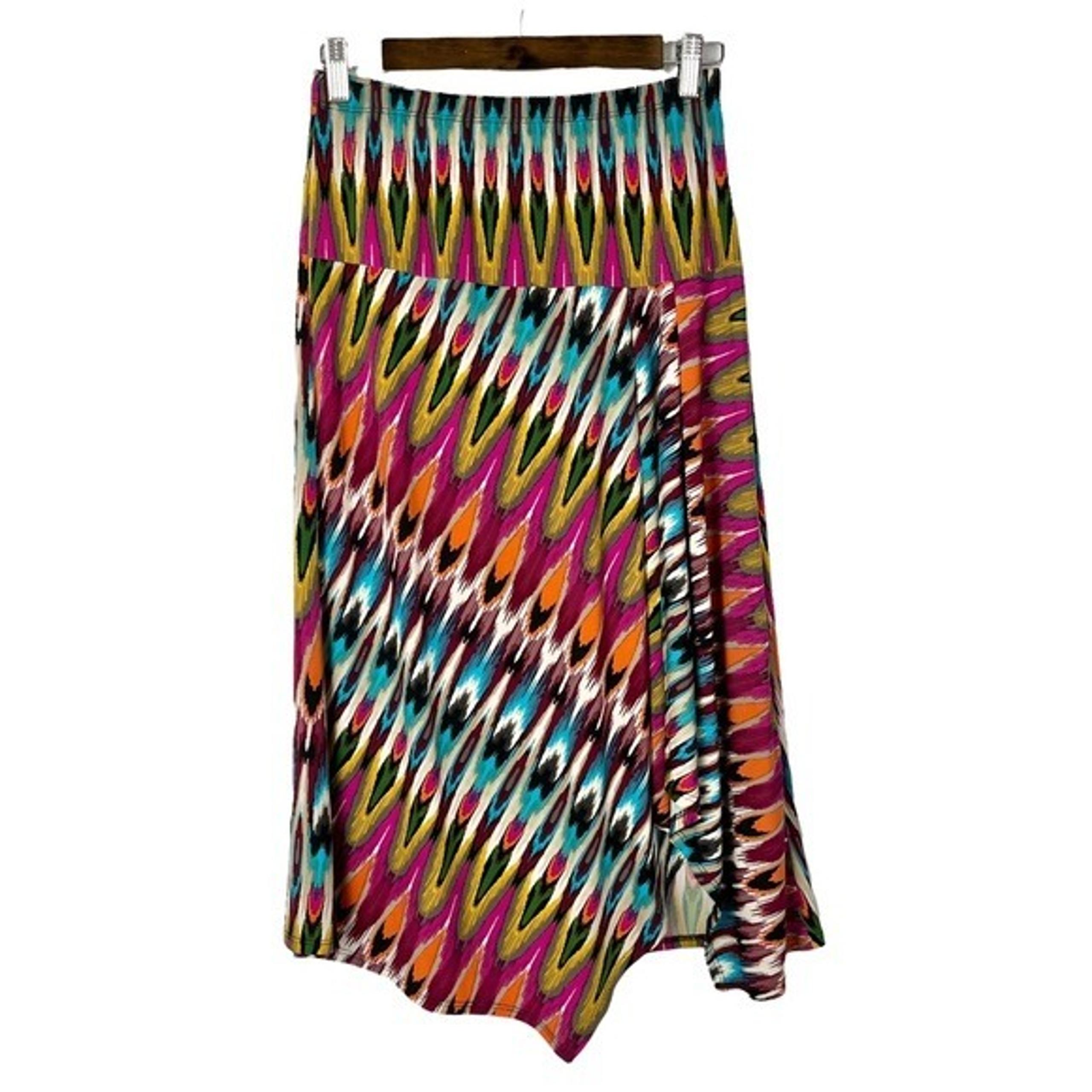 Boutique Jennie & Marlis Colorful A-Line Midi Stretch Skirt S
