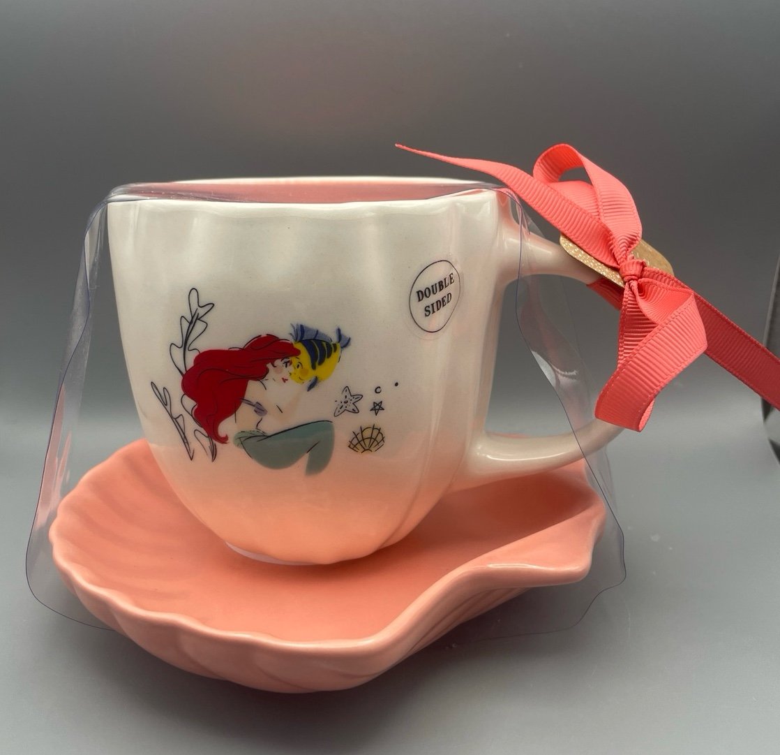 Rae Dunn Disney The Little Mermaid ARIEL UNDER THE SEA Tea Cup And Shell Saucer