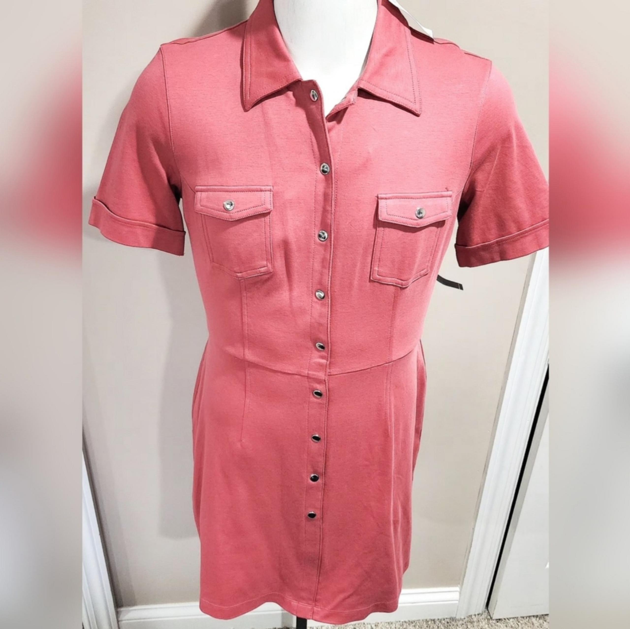 NWT Ny&Company Button Down Cap Sleeve Shirt Dress Sized Large
