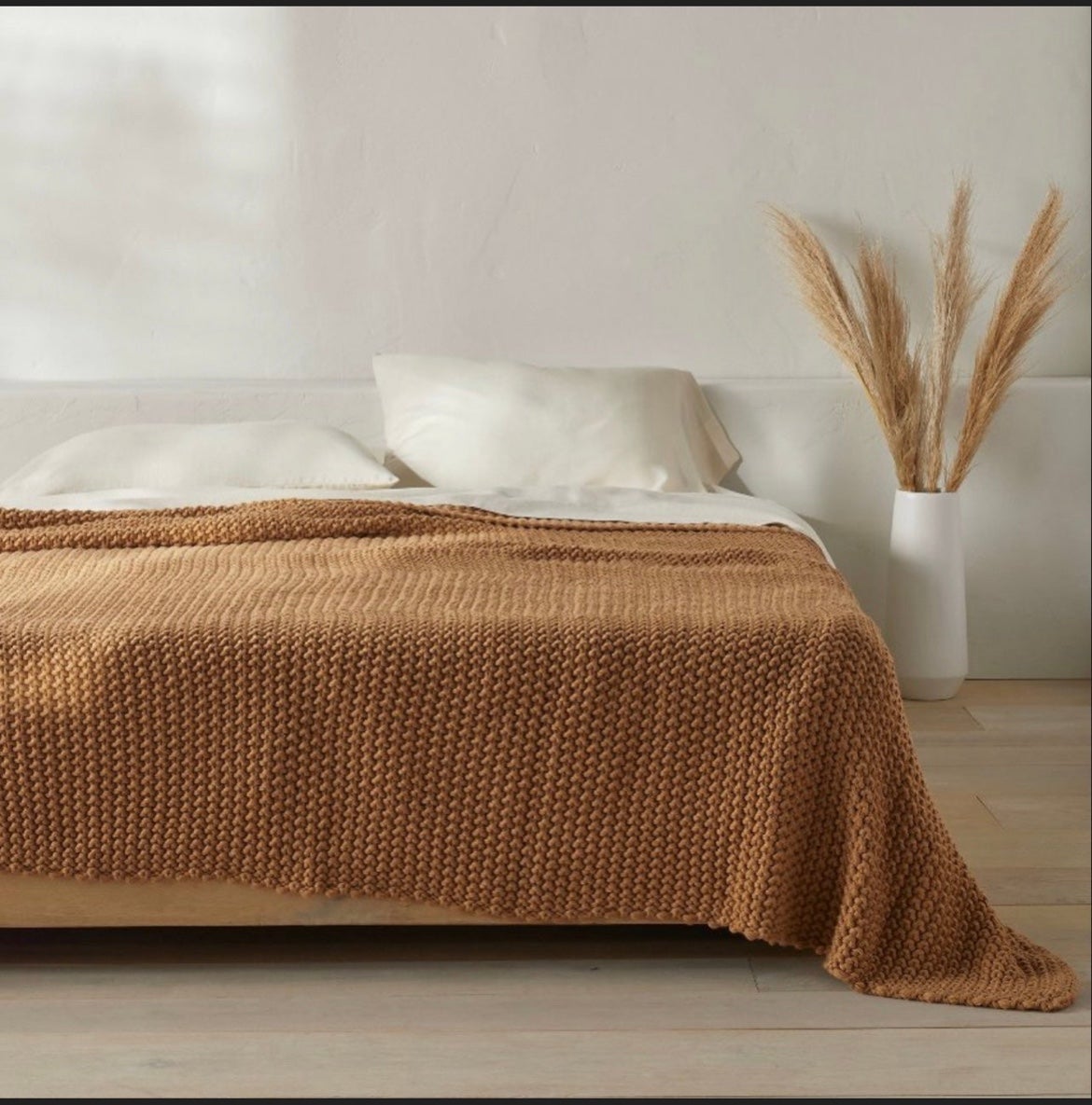 casaluna king Chunky Knit Blanket Warm Brown New