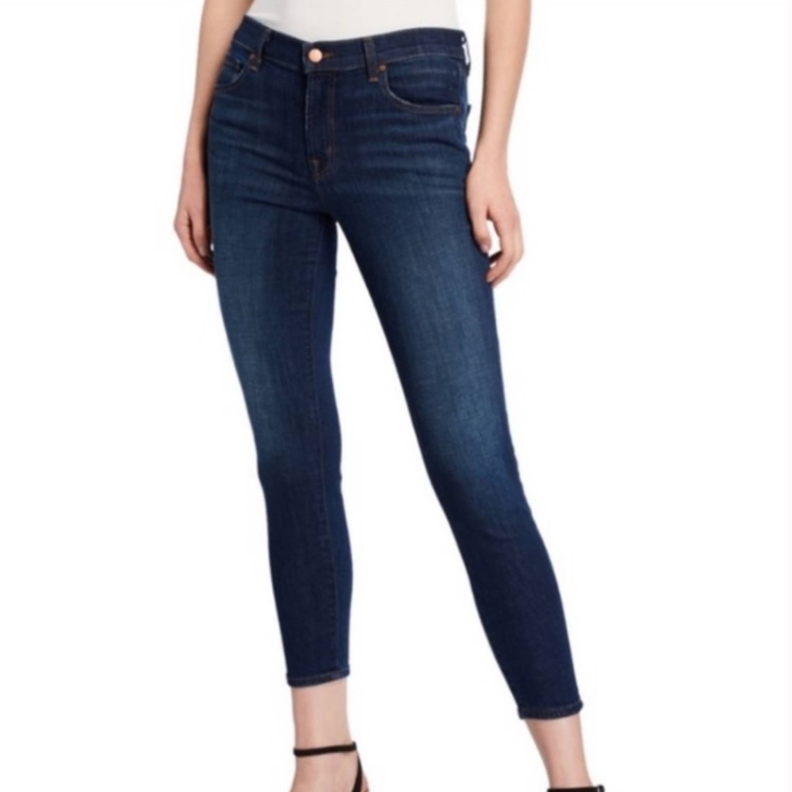 J Brand Skinny Mid Rise Capri Cropped Jeans Dark Vintage Wash Size 27
