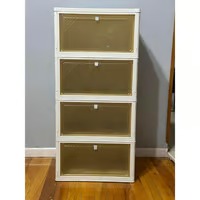 4 Tier Plastic Storage Bins with Drawers - Foldable Stackable Storage Bins with