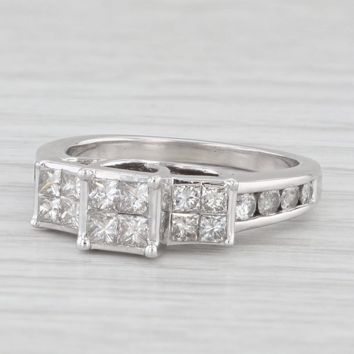 0.98ctw Princess Diamond Engagement Ring 10k White Gold Size 5.75