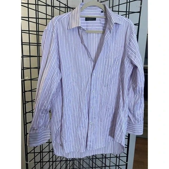 Button Down Purple/While