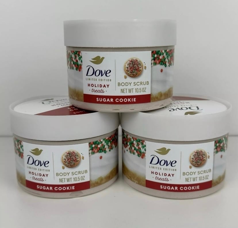 Dove Holiday Treats Body Scrub Set Of 3 Sugar Cookie LIMITED EDITION Lot