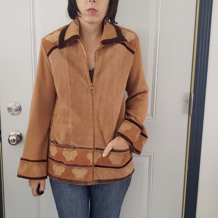 70s Kmart Suede n Knit Butterfly Jacket