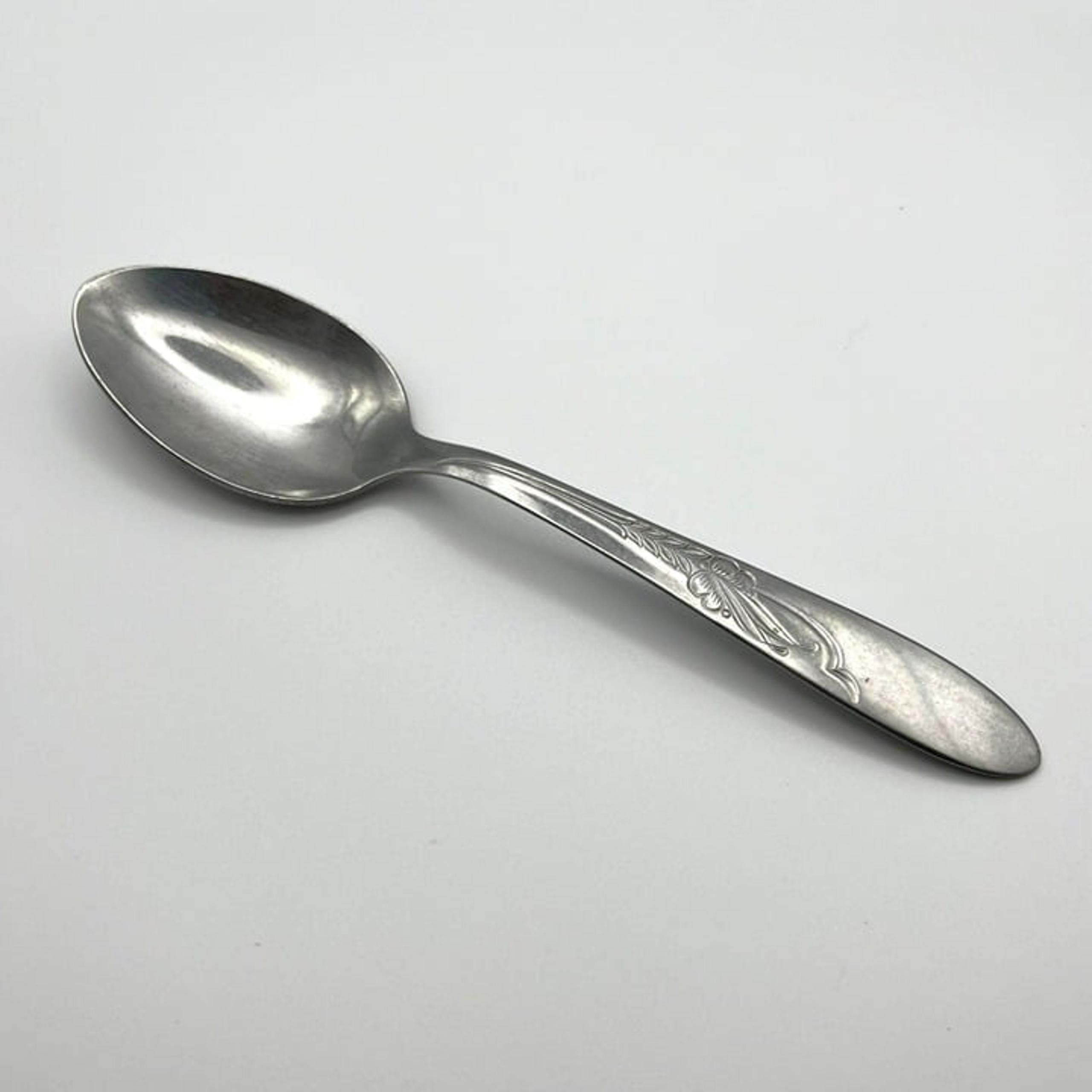 HB Co Heather Pattern Stainless Teaspoon USA 6" Flatware