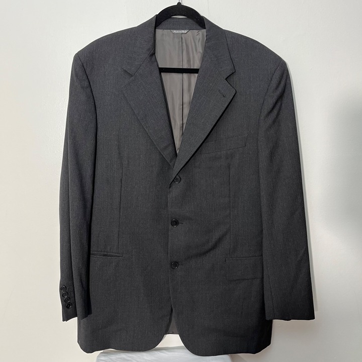 Mens Zanella Wool Blazer Made In Italy Charcoal Gray Size 42