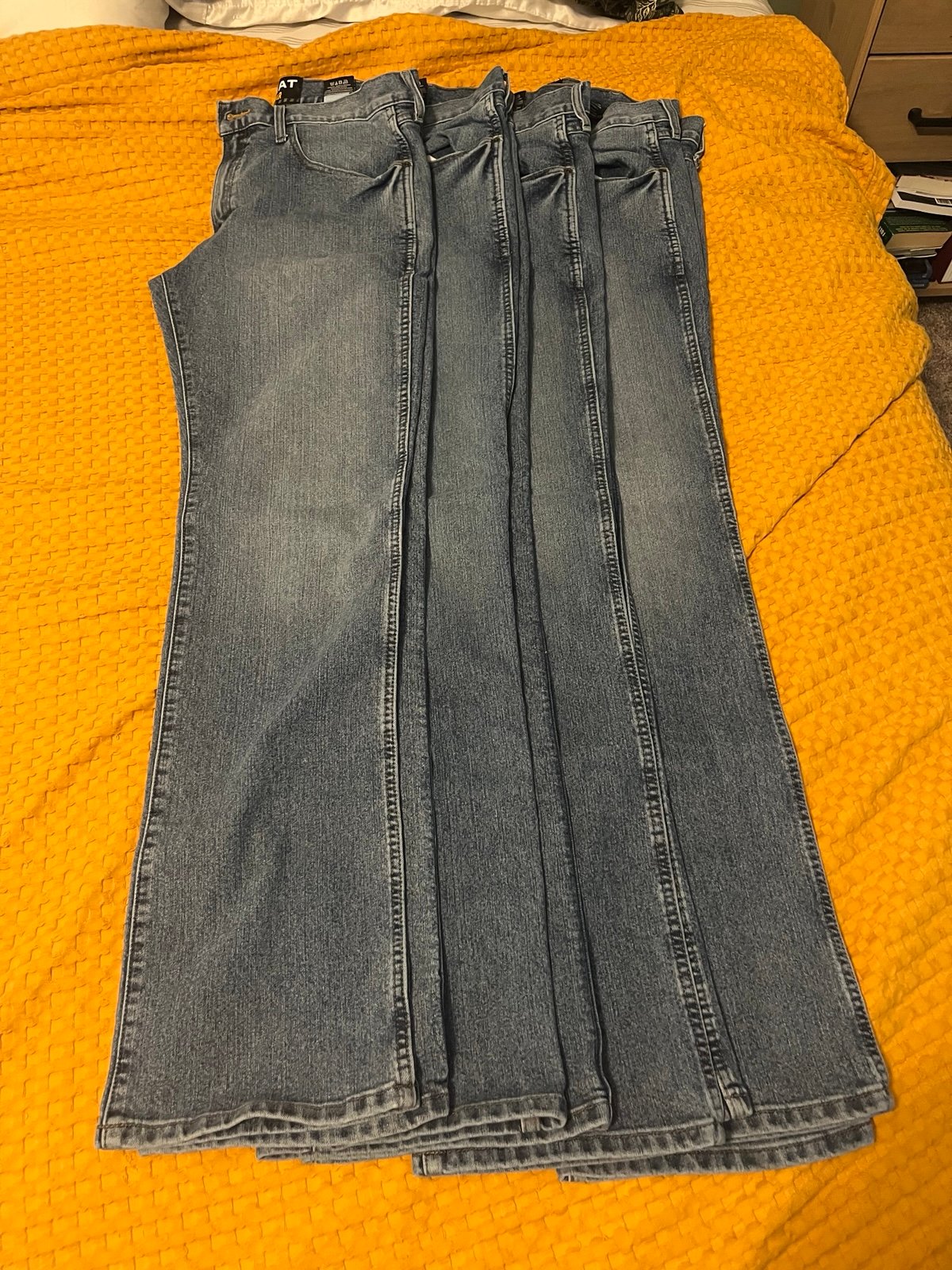 (4) Ariat M4 Low Rise Boot Cut Jeans Pants Mens 33x36 Light Blue Jeans Boot Cut
