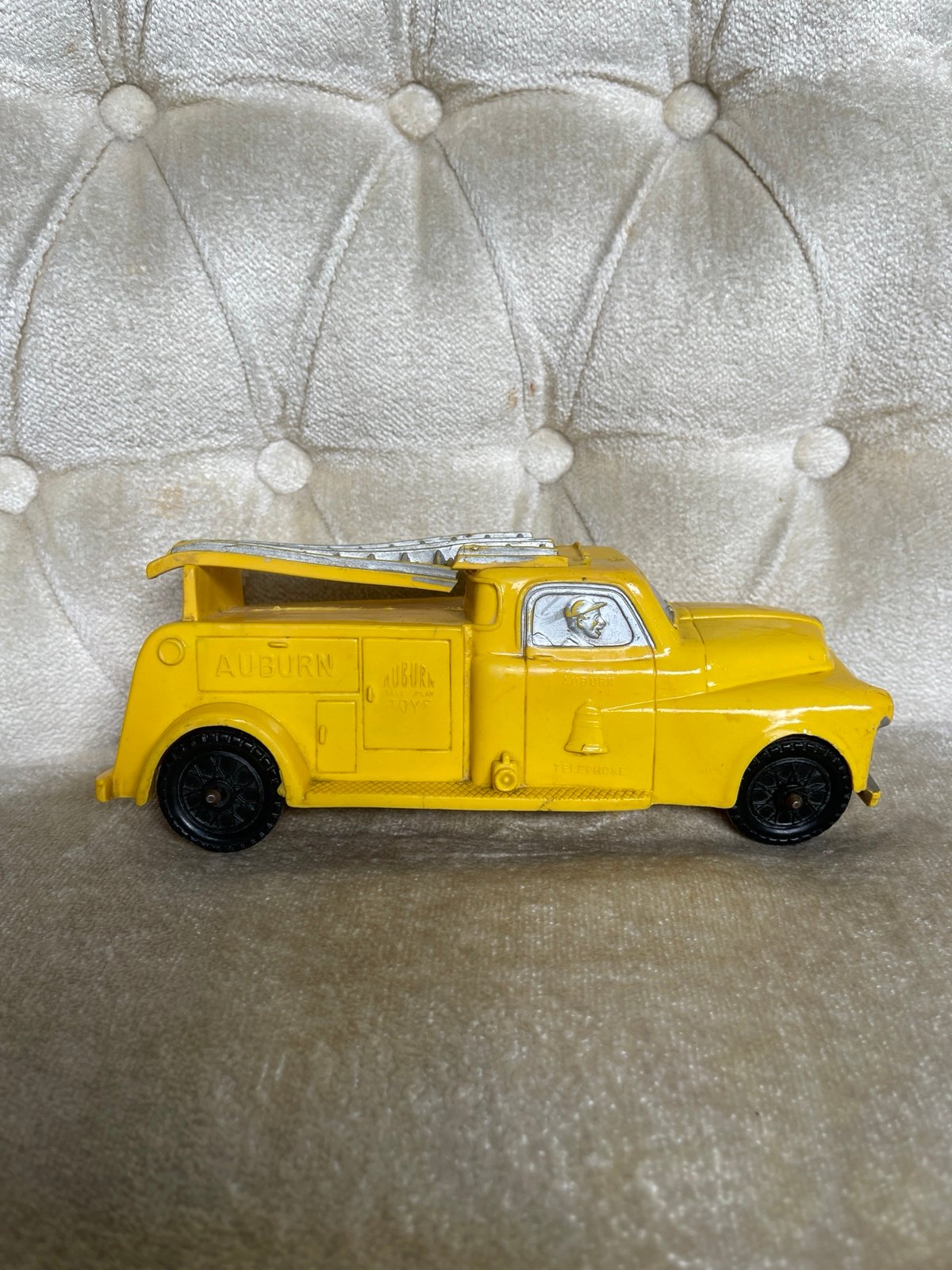Vintage Auburn Rubber #503 1950s Yellow Telephone Truck