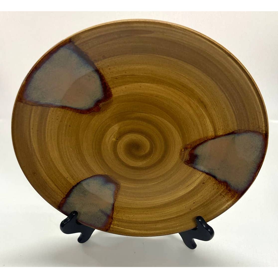 Sango Splash 4951 Tan Brown Drip Glaze Stoneware Serving Plate 12.25