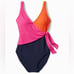 NWT Tommy Bahama Island Cays Colorblock Wrap-Front One-Piece Swimsuit