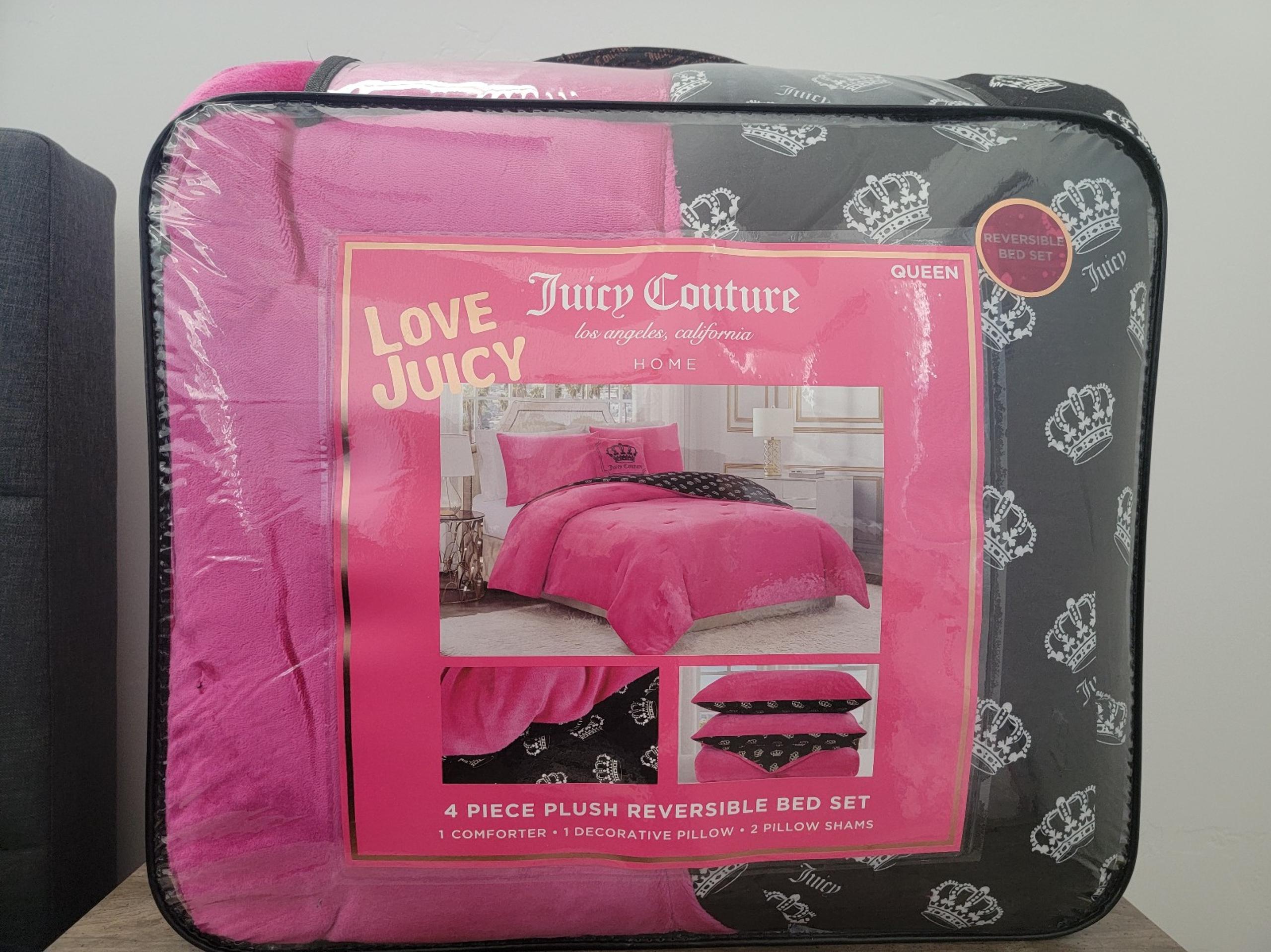 Juicy Couture QUEEN Crown Print 4 piece Comforter Set