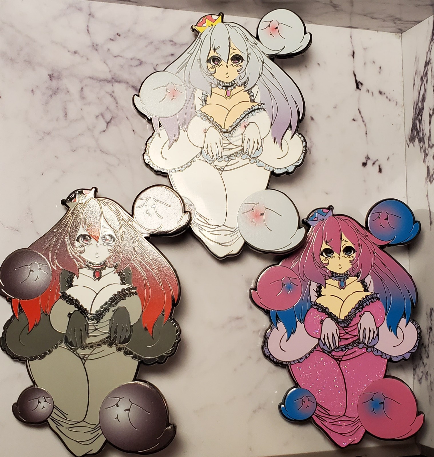 Boosette Enamel Pin Full Matching Set Lewd Kinky Sexy Mochibichi Goth Nintendo